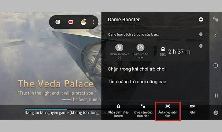 Chụp màn hình Samsung khi chơi game bằng Game Booster
